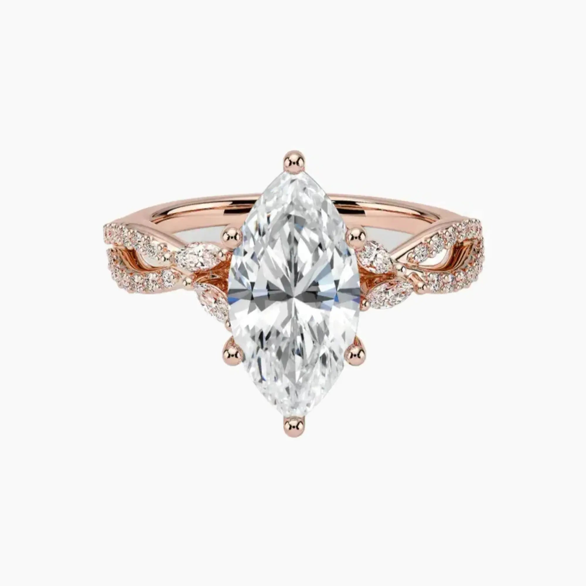 Aria Luxe 5 Carat Marquise Cut Solitaire Lab Grown Diamond Ring in 14K Rose Gold