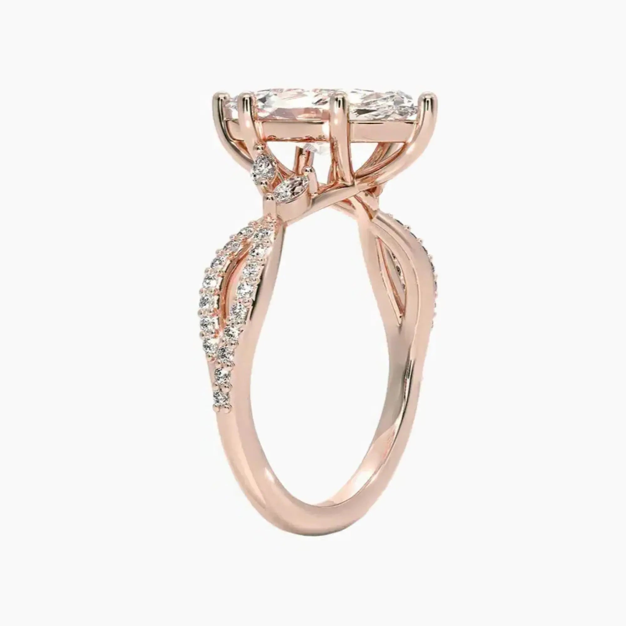 Aria Luxe 5 Carat Marquise Cut Solitaire Lab Grown Diamond Ring in 14K Rose Gold - View 2