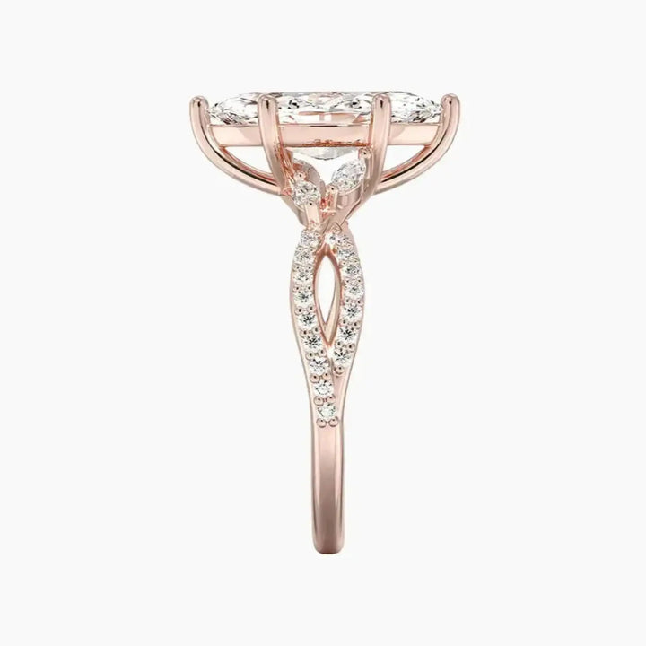 Aria Luxe 5 Carat Marquise Cut Solitaire Lab Grown Diamond Ring in 14K Yellow Gold - View 9