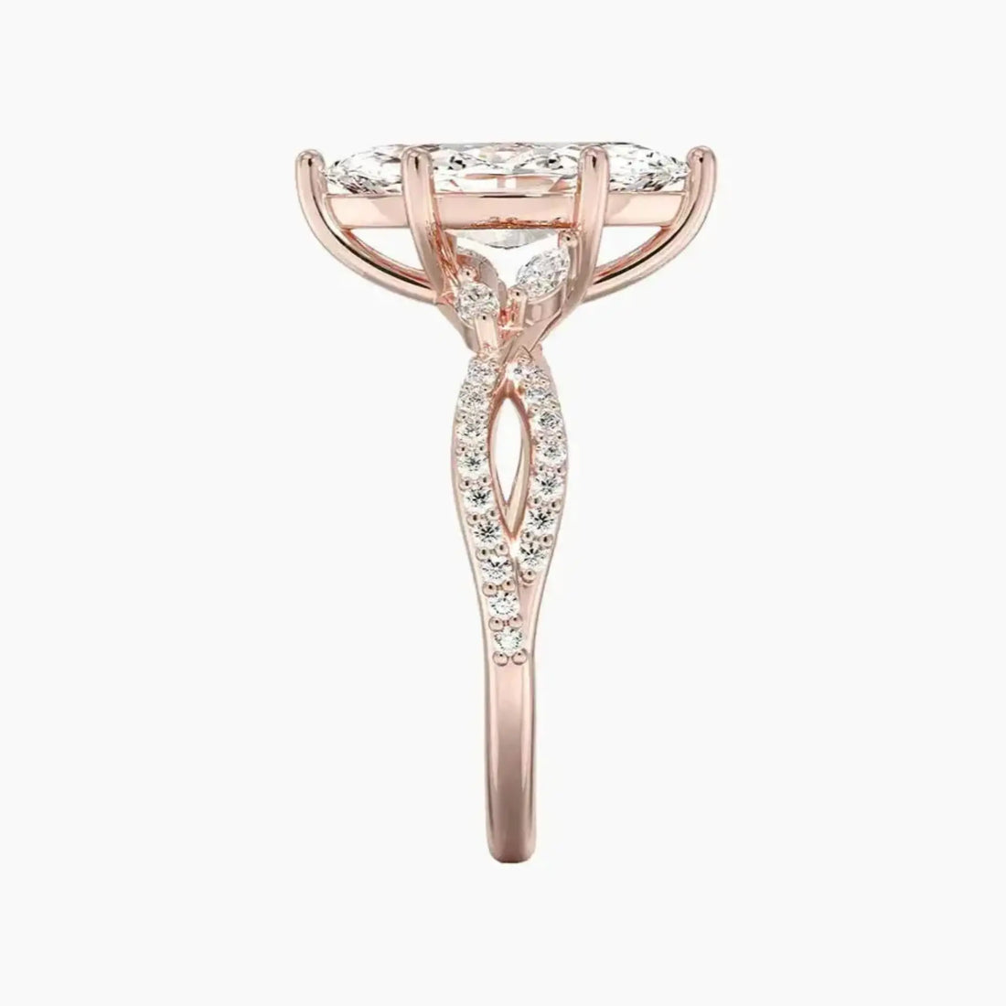 Aria Luxe 4 Carat Marquise Cut Solitaire Lab Grown Diamond Ring in 14K White Gold - View 6