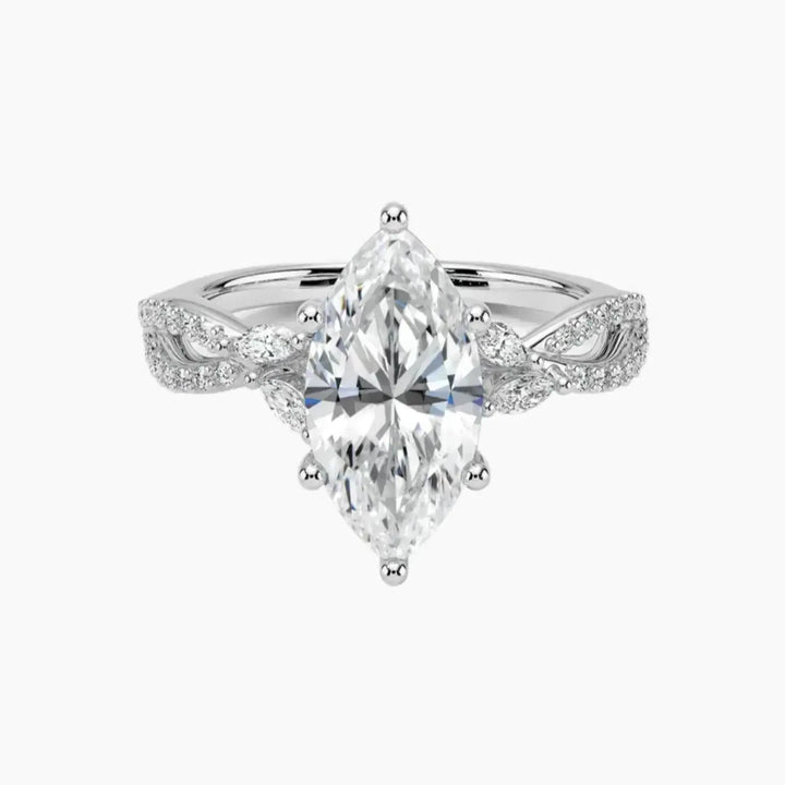 Aria Luxe 5 Carat Marquise Cut Solitaire Lab Grown Diamond Ring in 14K White Gold
