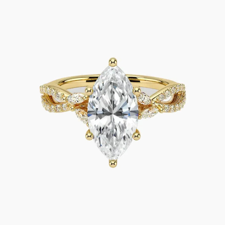 Aria Luxe 3.5 Carat Marquise Cut Solitaire Lab Grown Diamond Ring in 10K Yellow Gold