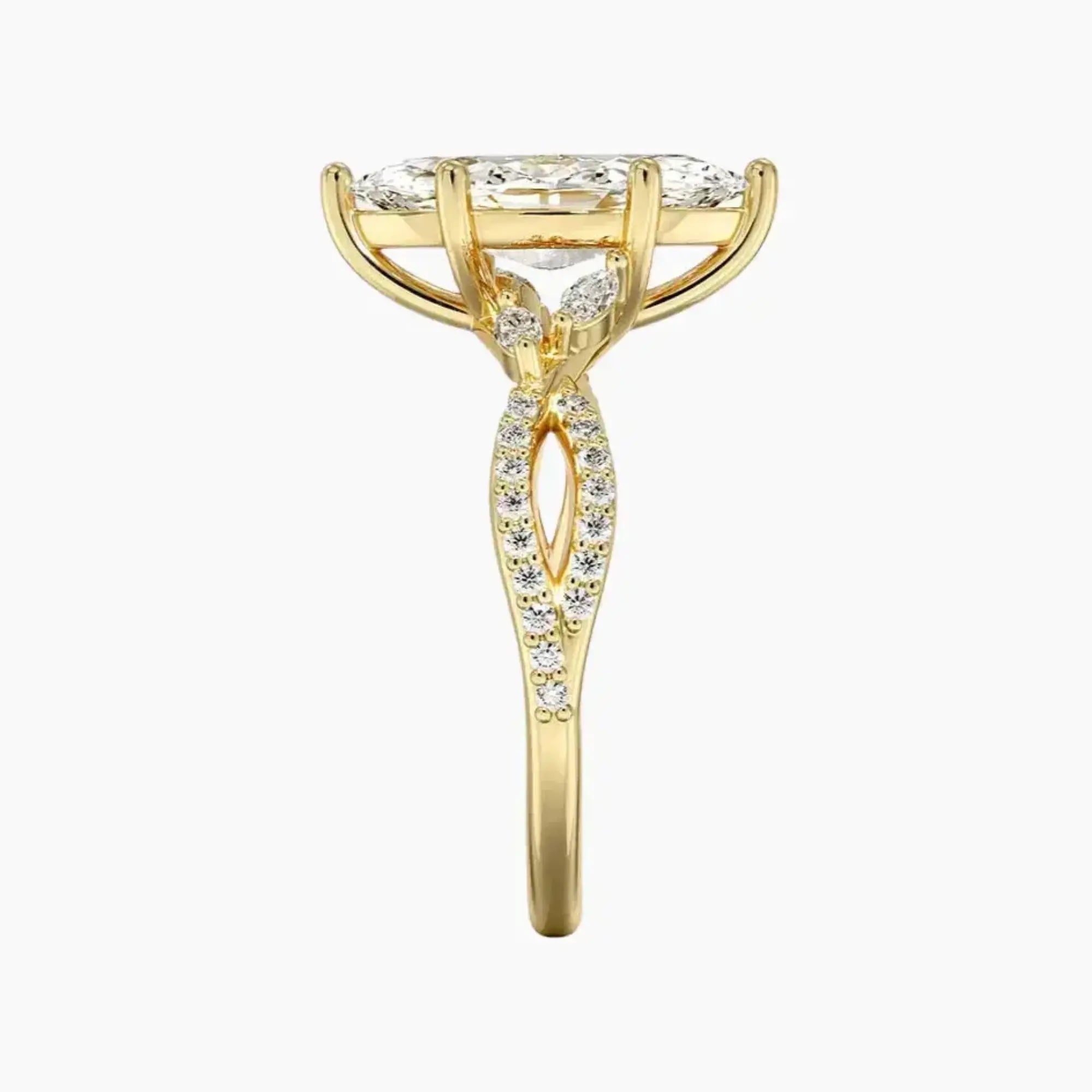 Aria Luxe 1 Carat Marquise Cut Solitaire Lab Grown Diamond Ring in 18K Yellow Gold - View 3