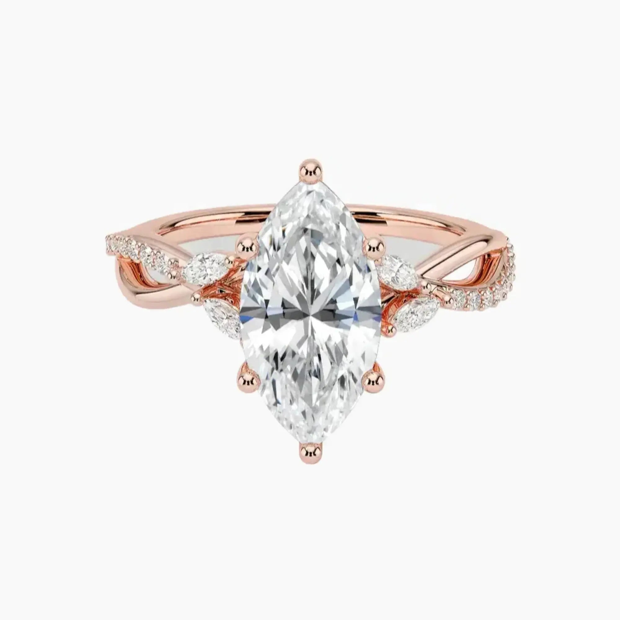 Aria Adorned 1 Carat Marquise Cut Solitaire Lab Grown Diamond Ring in 10K White Gold - View 4