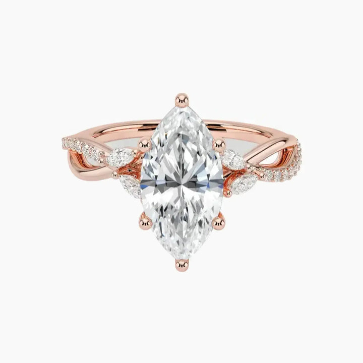 Aria Adorned 2.5 Carat Marquise Cut Solitaire Lab Grown Diamond Ring in 10K Rose Gold