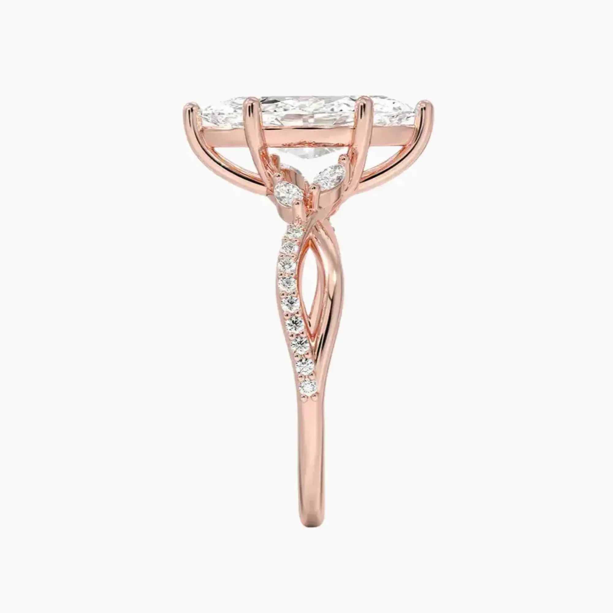 Aria Adorned 1.5 Carat Marquise Cut Solitaire Lab Grown Diamond Ring in 10K Yellow Gold - View 9