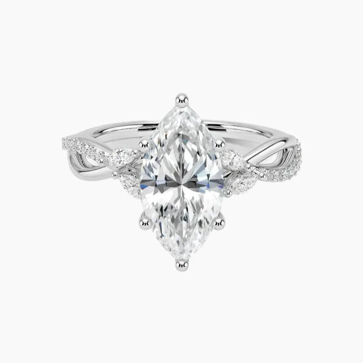 Aria Adorned 1 Carat Marquise Cut Solitaire Lab Grown Diamond Ring in Silver
