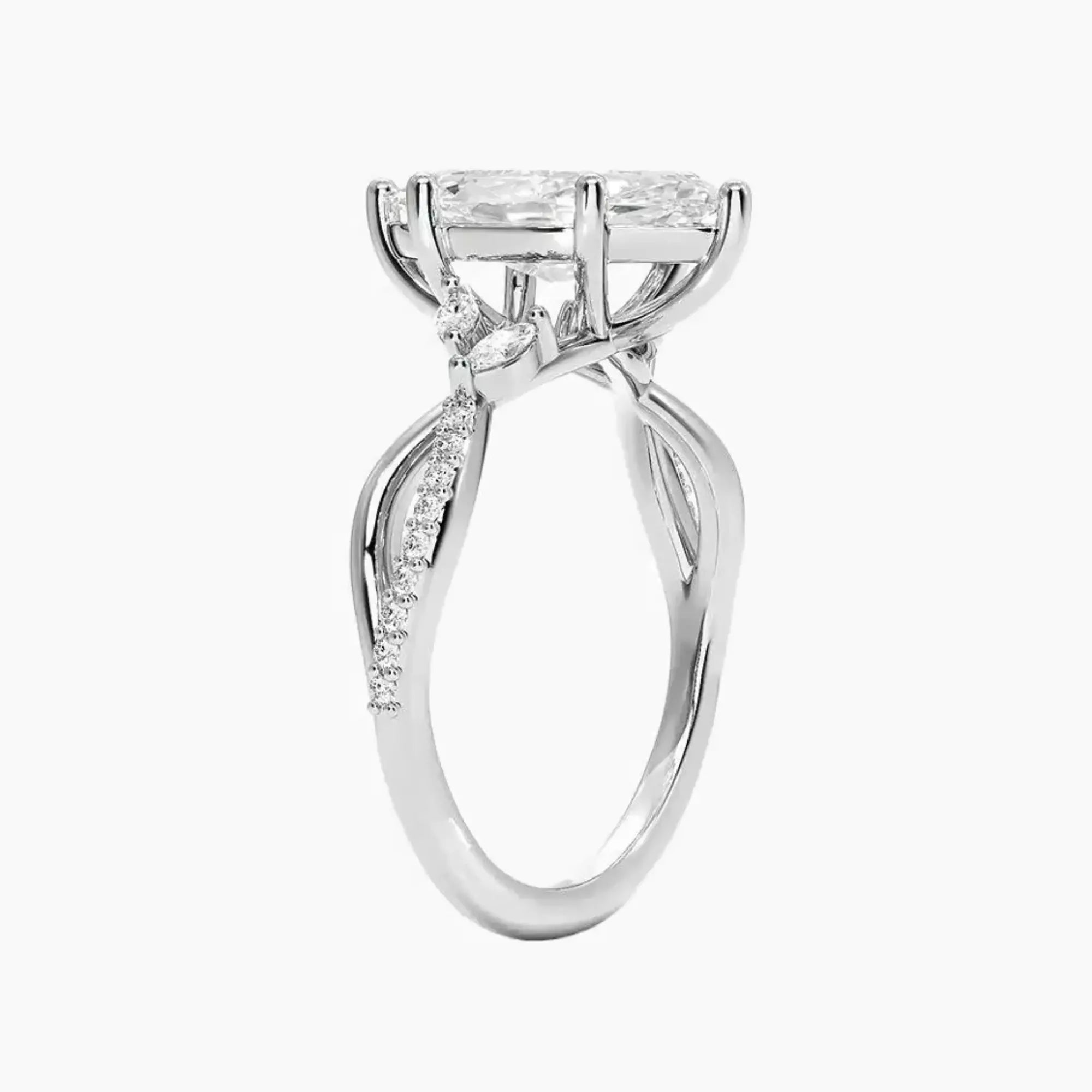 Aria Adorned 1 Carat Marquise Cut Solitaire Lab Grown Diamond Ring in 10K Rose Gold - View 5