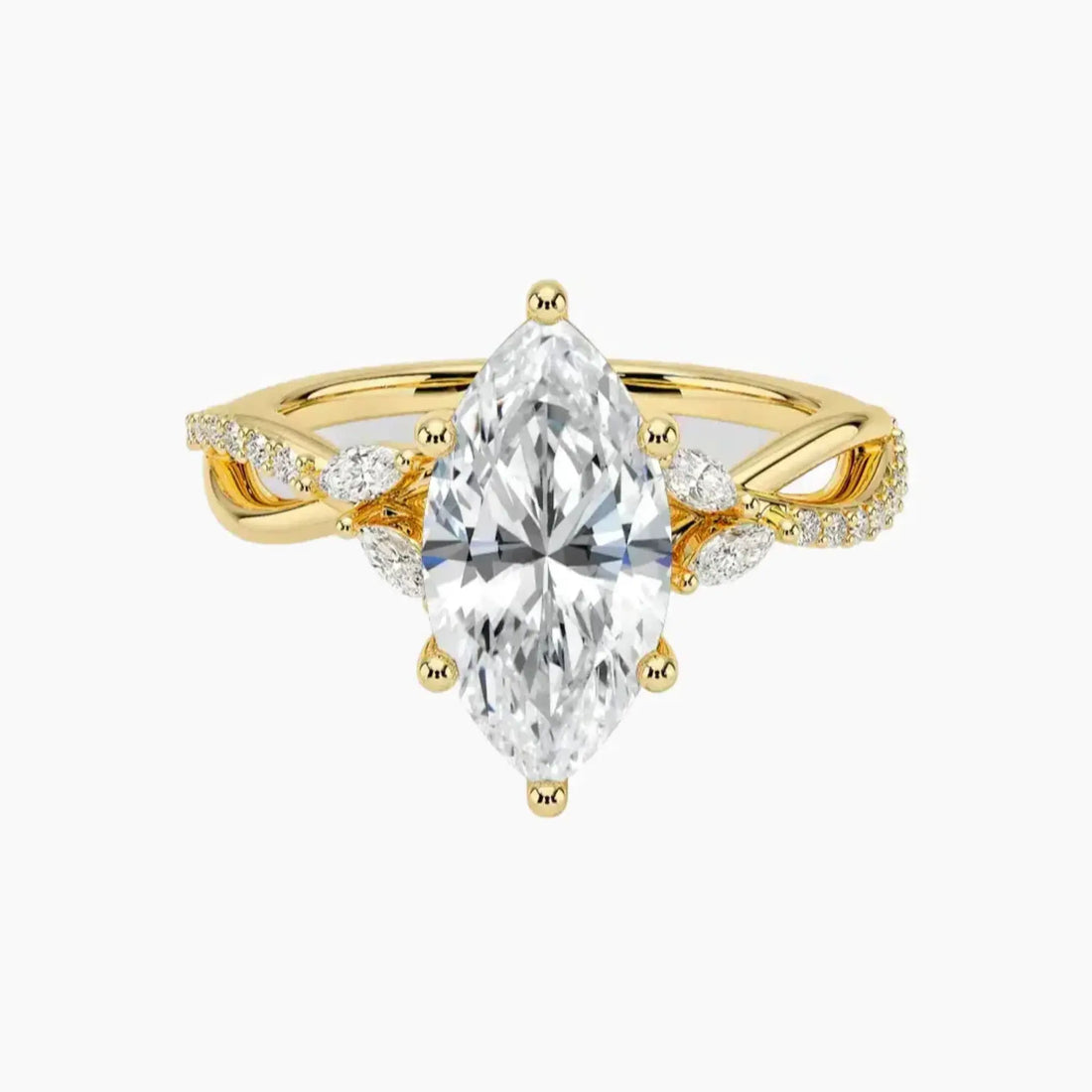 Aria Adorned 1 Carat Marquise Cut Solitaire Lab Grown Diamond Ring in 10K Yellow Gold