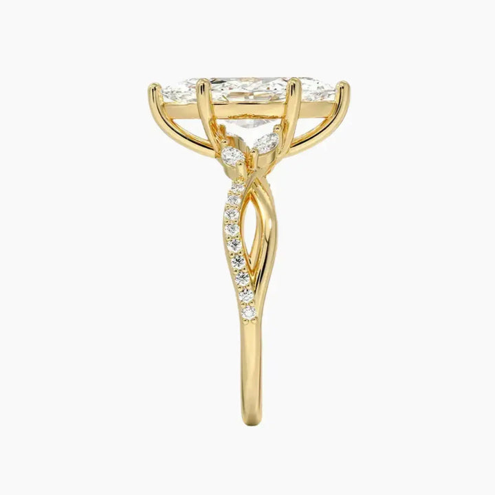 Aria Adorned 1 Carat Marquise Cut Solitaire Lab Grown Diamond Ring in 10K White Gold - View 9
