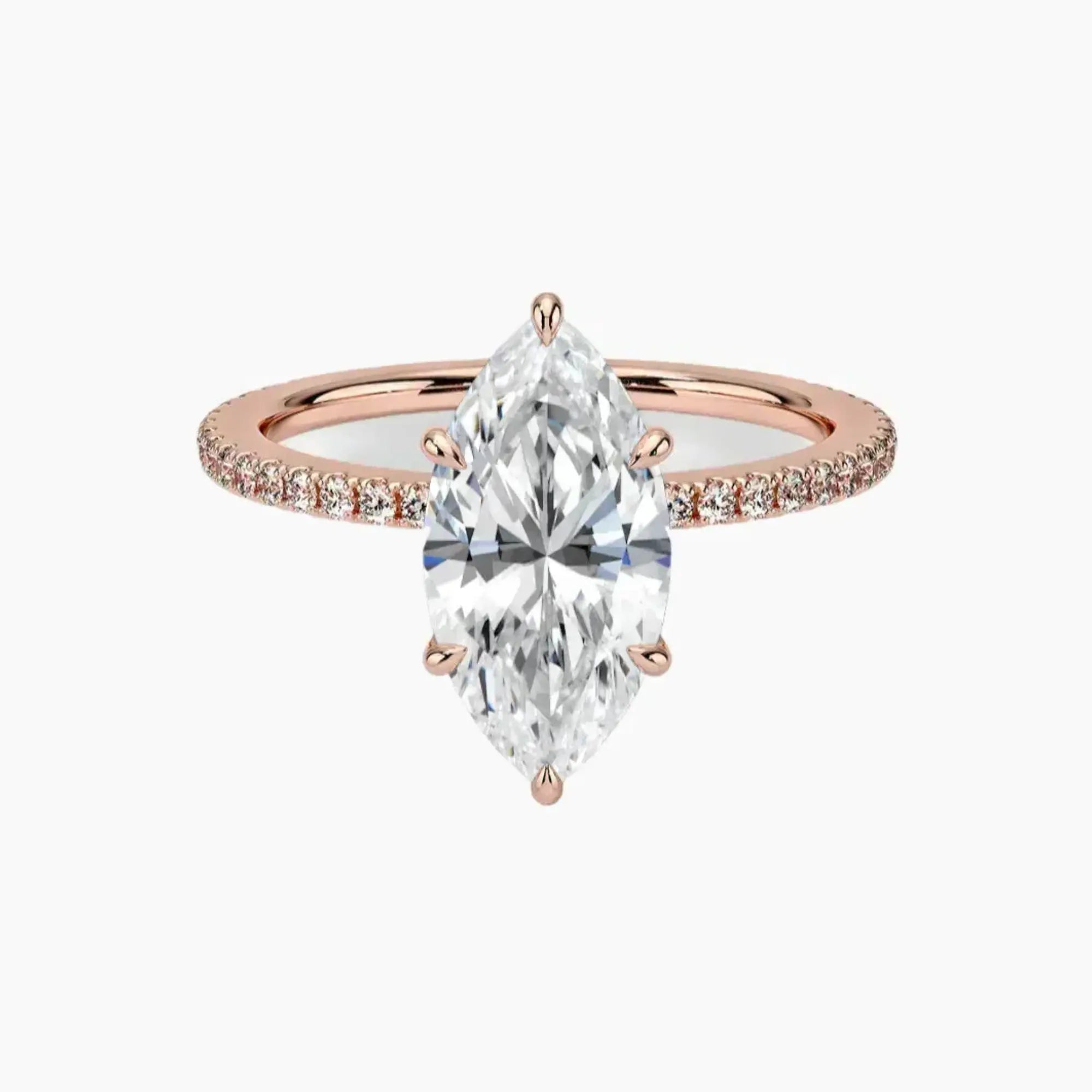 Daisy 4 Carat Marquise Cut Pave Lab Grown Diamond Ring in 14K Yellow Gold - View 7