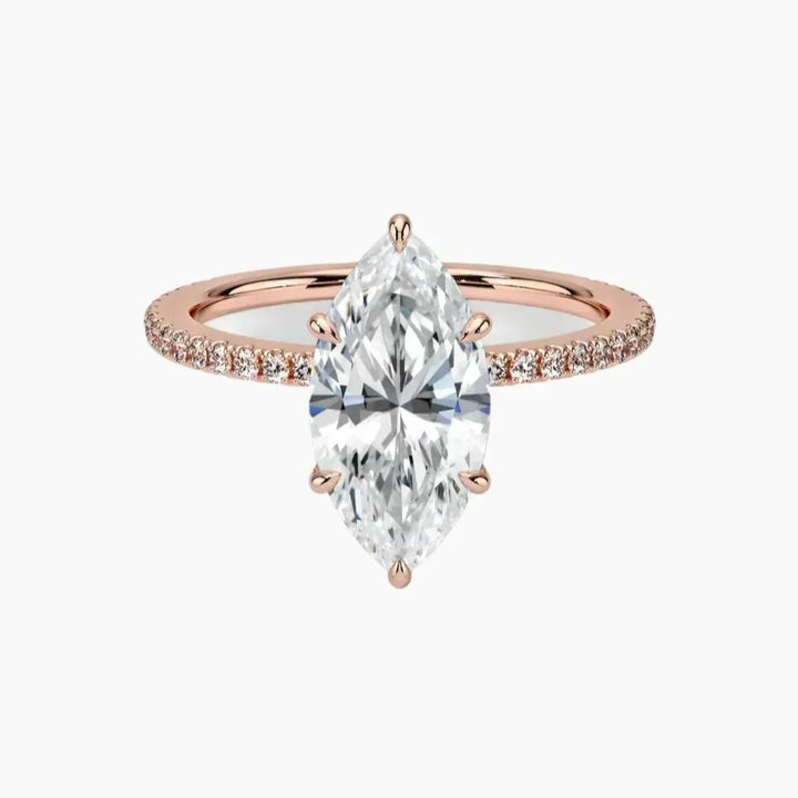 Daisy 5 Carat Marquise Cut Pave Lab Grown Diamond Ring in 14K Rose Gold