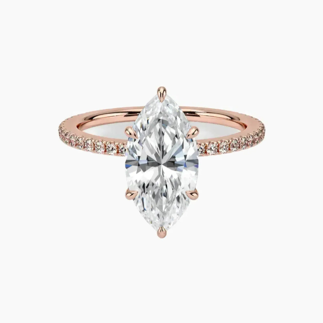Daisy 2 Carat Marquise Cut Pave Lab Grown Diamond Ring in Platinum - View 4