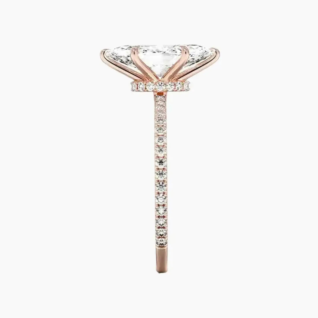 Daisy 1 Carat Marquise Cut Pave Lab Grown Diamond Ring in 18K Rose Gold - View 3