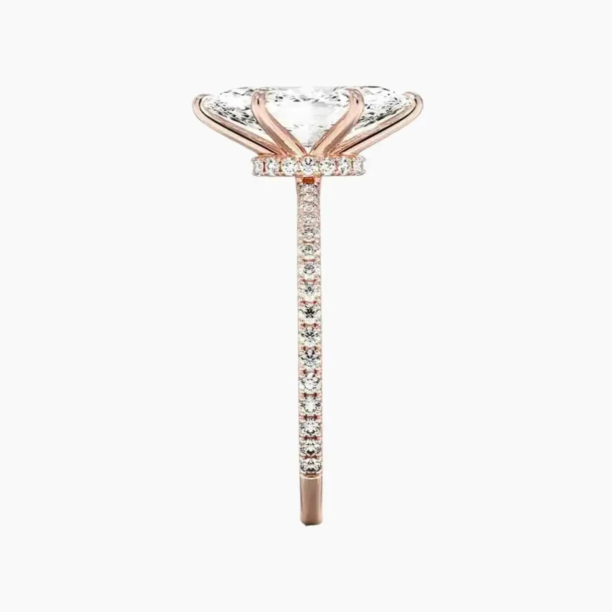 Daisy 1 Carat Marquise Cut Pave Lab Grown Diamond Ring in 10K Rose Gold - View 3