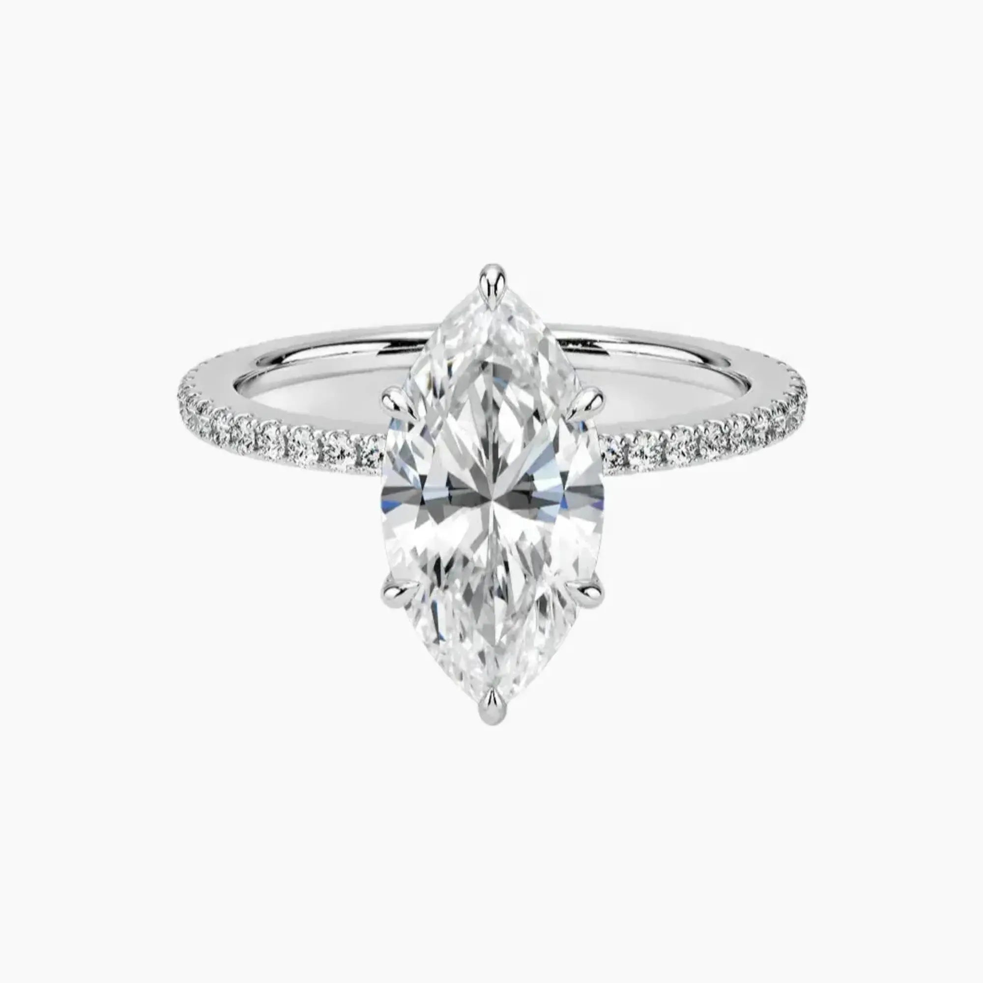 Daisy 1 Carat Marquise Cut Pave Lab Grown Diamond Ring in 14K White Gold