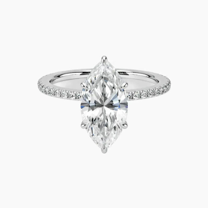 Daisy 2.5 Carat Marquise Cut Pave Lab Grown Diamond Ring in 14K White Gold