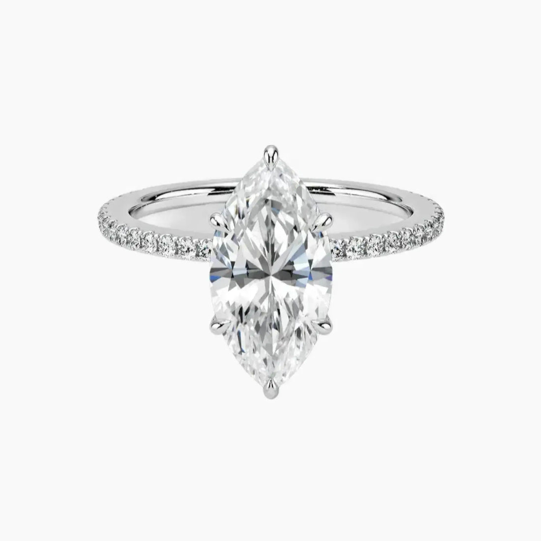 Daisy 3.5 Carat Marquise Cut Pave Lab Grown Diamond Ring in 18K Yellow Gold - View 4