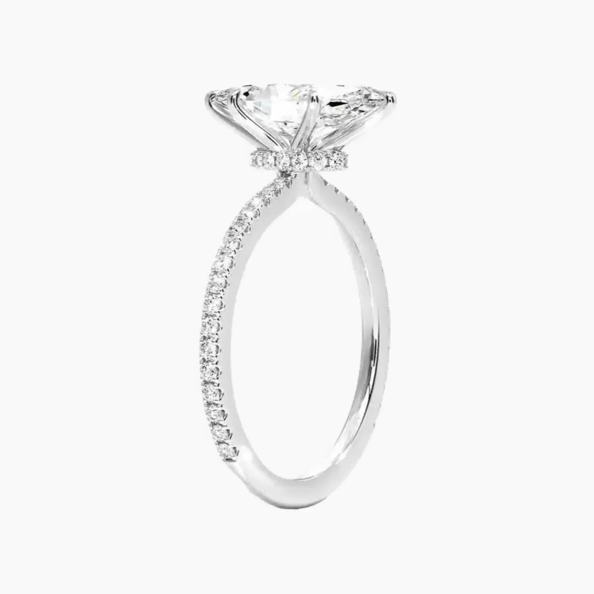 Daisy 1 Carat Marquise Cut Pave Lab Grown Diamond Ring in 10K Rose Gold - View 5