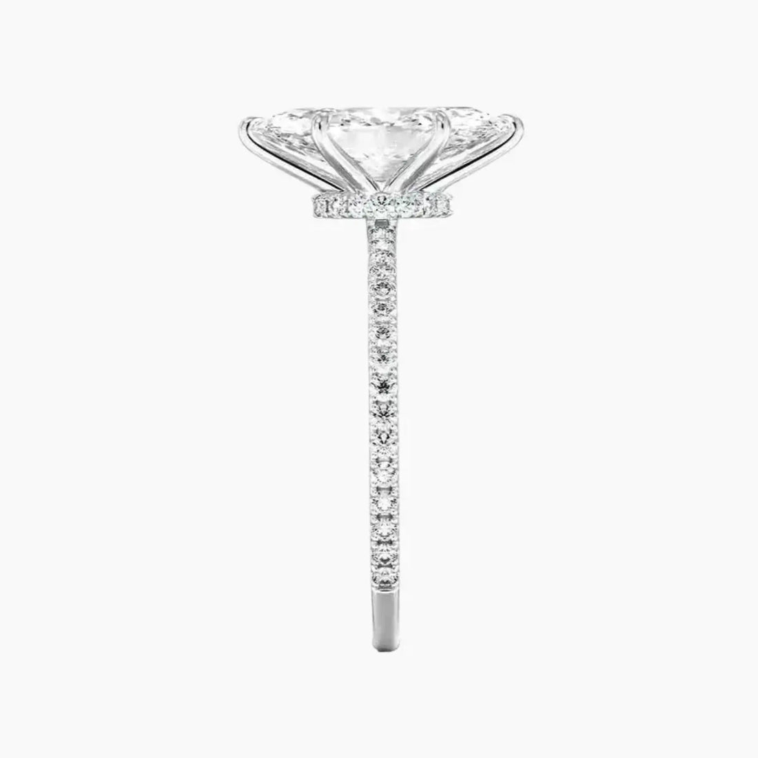 Daisy 5 Carat Marquise Cut Pave Lab Grown Diamond Ring in 14K White Gold - View 3
