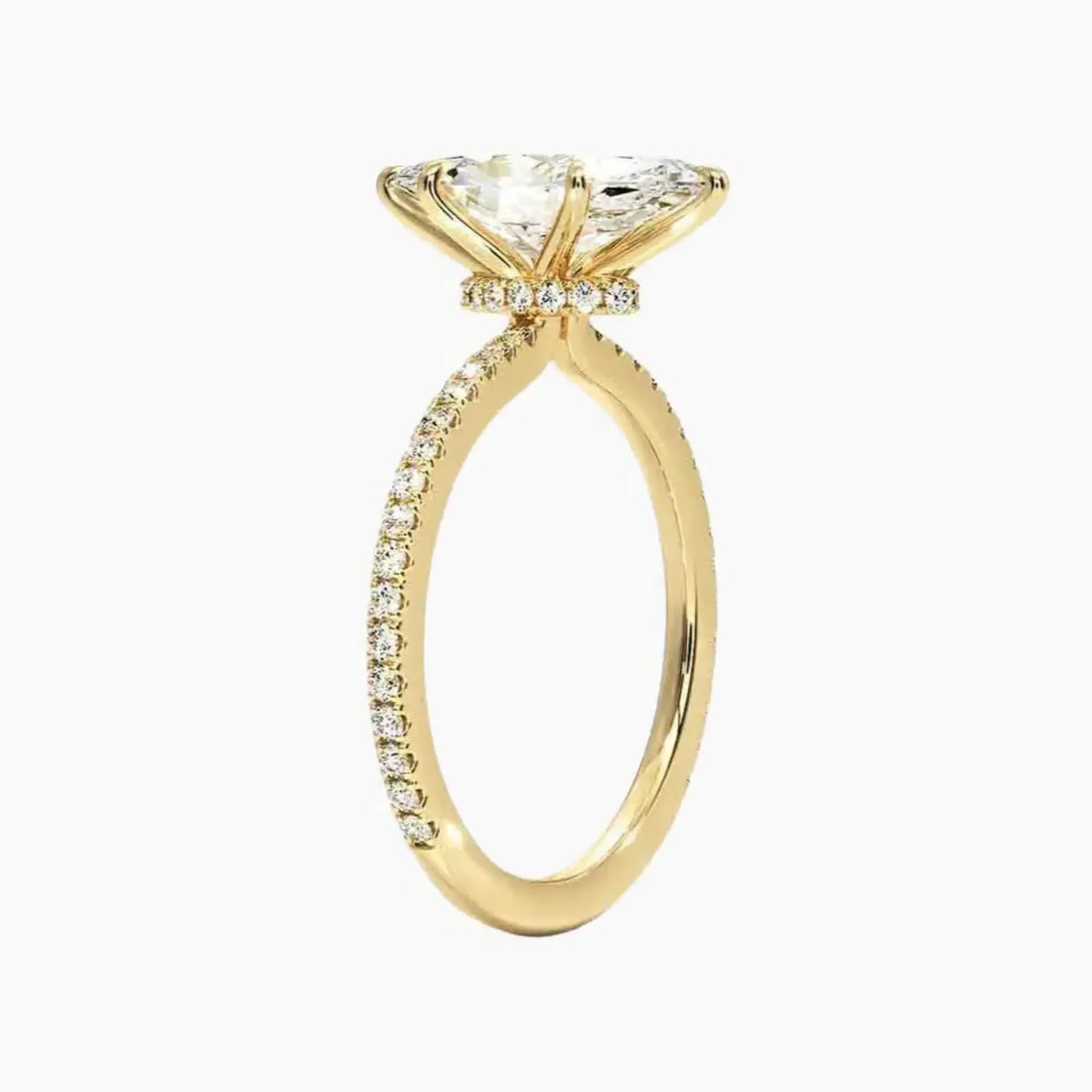 Daisy 2 Carat Marquise Cut Pave Lab Grown Diamond Ring in 10K White Gold - View 8