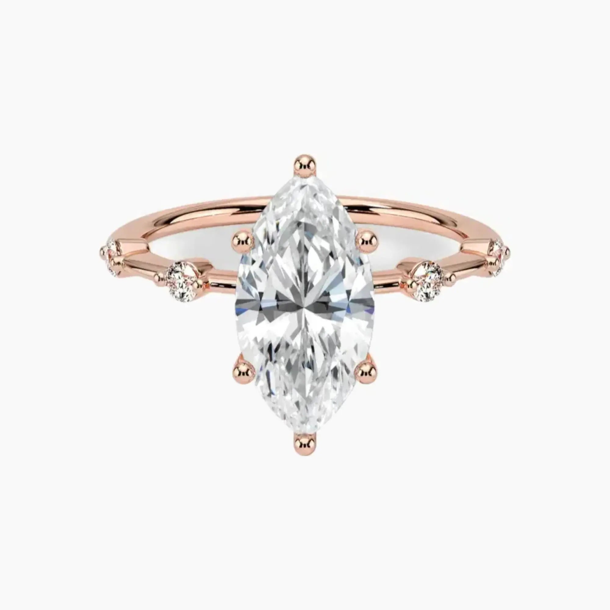 Cordelia 5 Carat Marquise Cut Solitaire Lab Grown Diamond Ring in 14K Rose Gold
