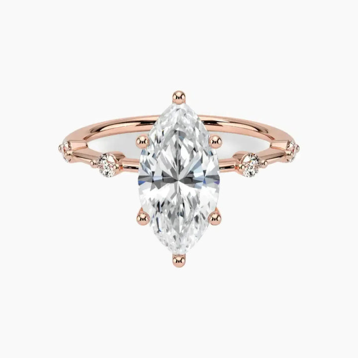 Cordelia 5 Carat Marquise Cut Solitaire Lab Grown Diamond Ring in 14K Rose Gold
