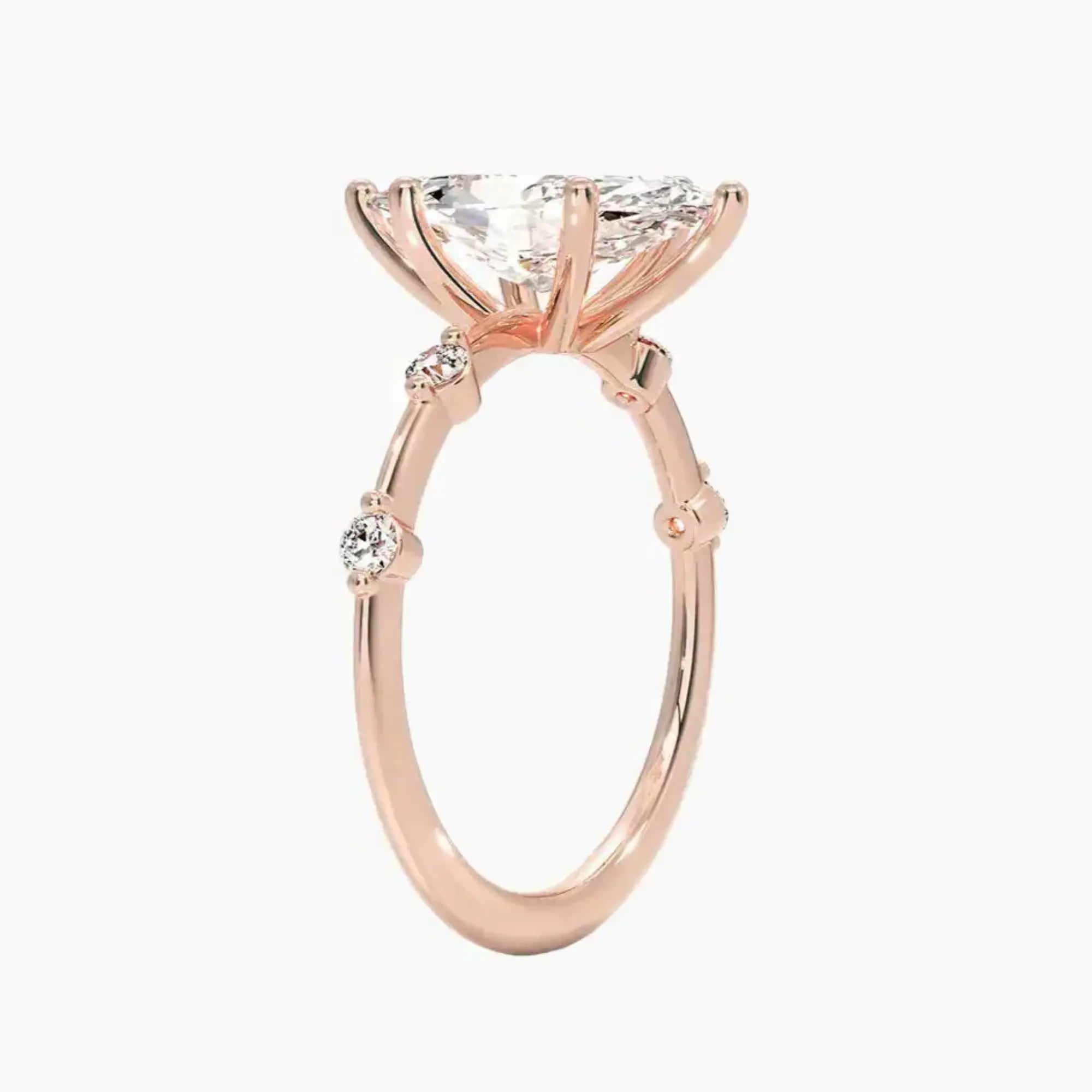 Cordelia 5 Carat Marquise Cut Solitaire Lab Grown Diamond Ring in 14K Rose Gold - View 2