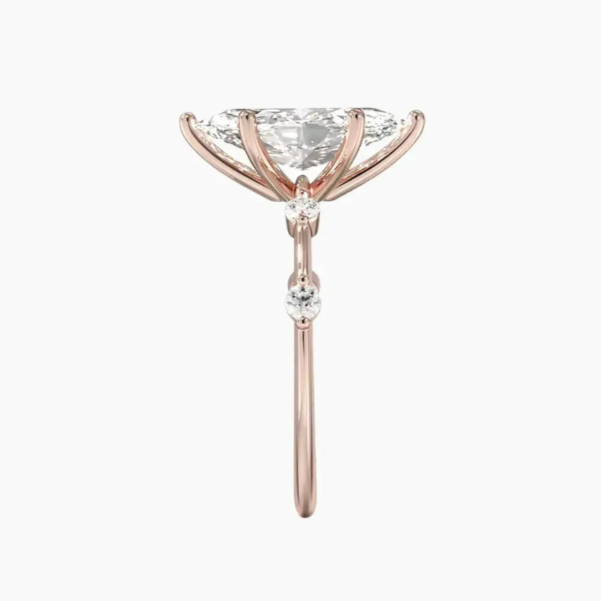 Cordelia 4 Carat Marquise Cut Solitaire Lab Grown Diamond Ring in 18K Rose Gold - View 3