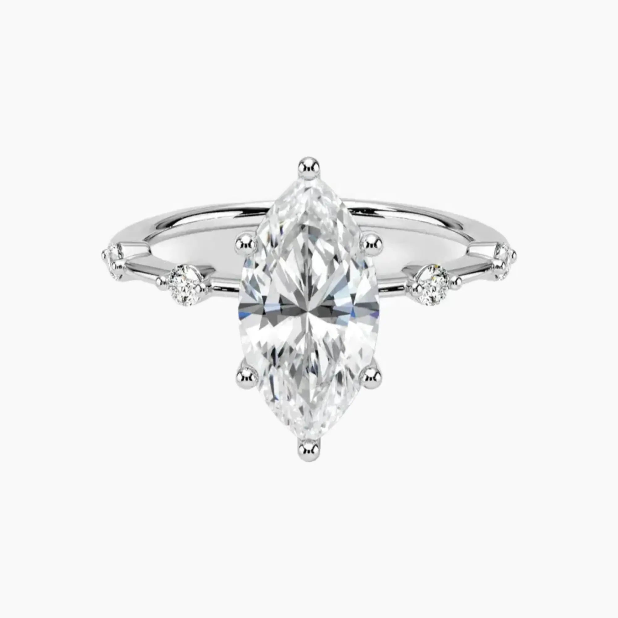 Cordelia 5 Carat Marquise Cut Solitaire Lab Grown Diamond Ring in 14K White Gold