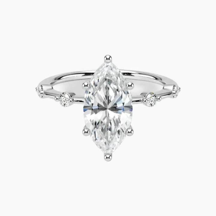 Cordelia 5 Carat Marquise Cut Solitaire Lab Grown Diamond Ring in 14K White Gold