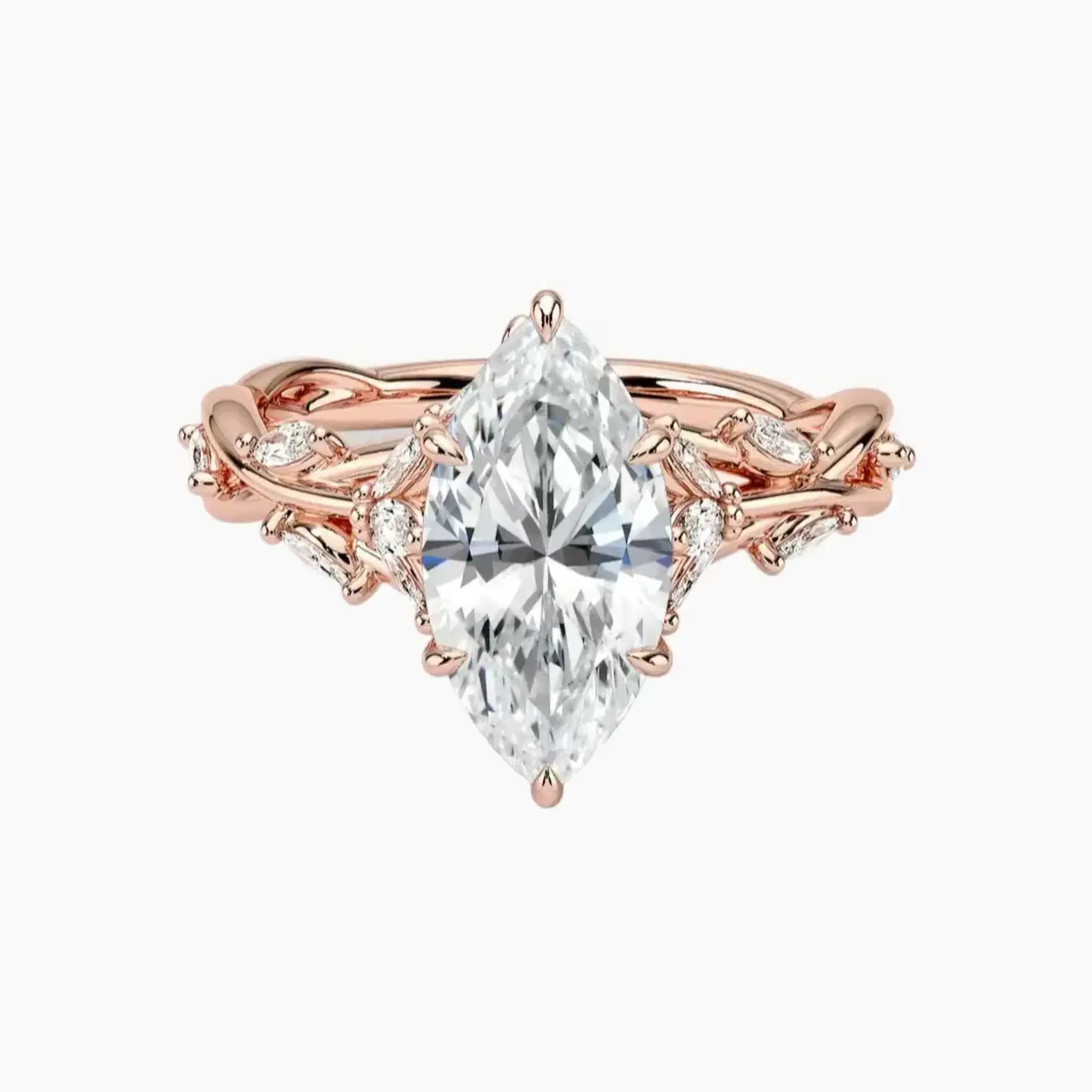 Florence 4 Carat Marquise Cut Solitaire Lab Grown Diamond Ring in 18K Rose Gold