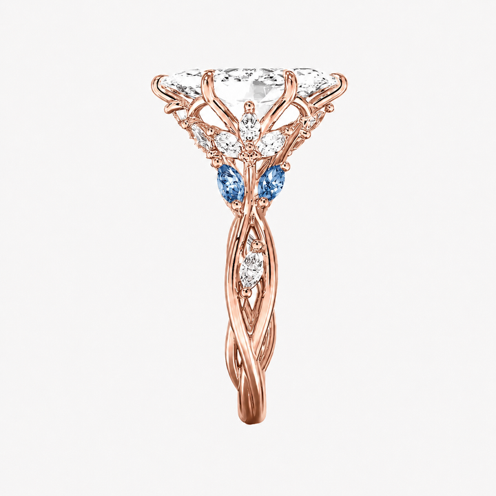 Florence 4 Carat Marquise Cut Solitaire Lab Grown Diamond Ring in 14K Yellow Gold - View 24
