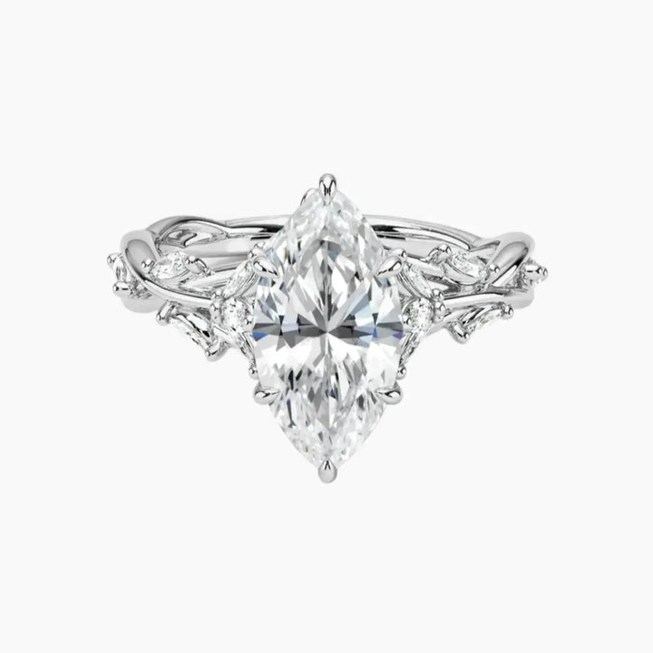 Florence 5 Carat Marquise Cut Solitaire Lab Grown Diamond Ring in 14K White Gold