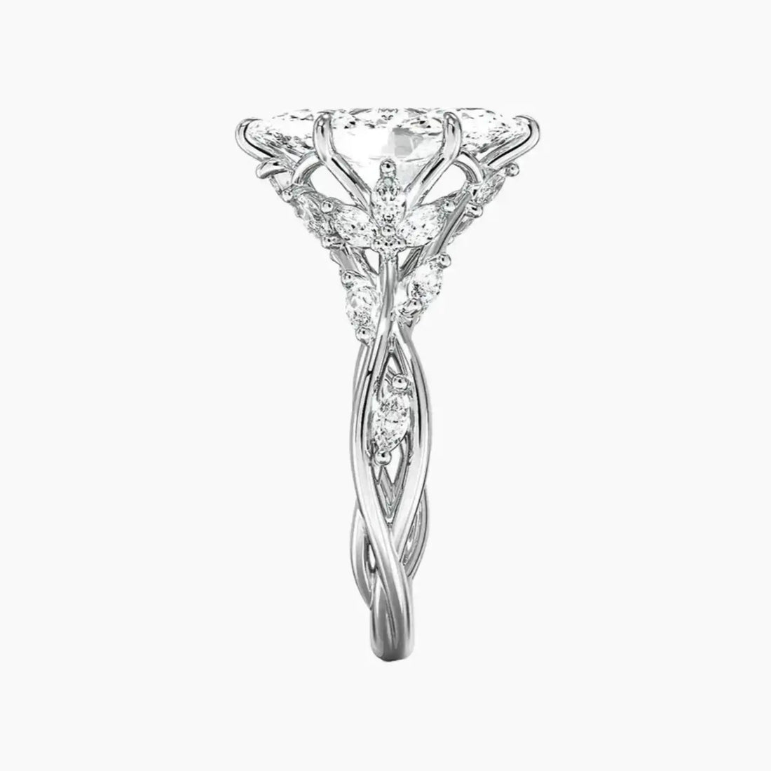 Florence 4 Carat Marquise Cut Solitaire Lab Grown Diamond Ring in 10K White Gold - View 3