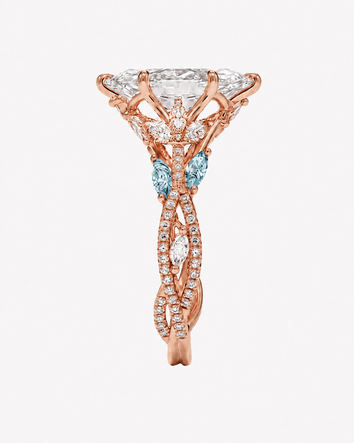 Florence Adorned 5 Carat Marquise Cut Solitaire Lab Grown Diamond Ring in 14K Yellow Gold - View 24