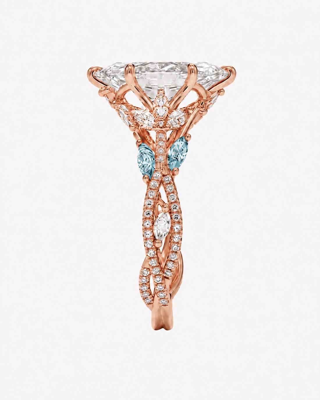 Florence Adorned 5 Carat Marquise Cut Solitaire Lab Grown Diamond Ring in 14K Rose Gold - View 8