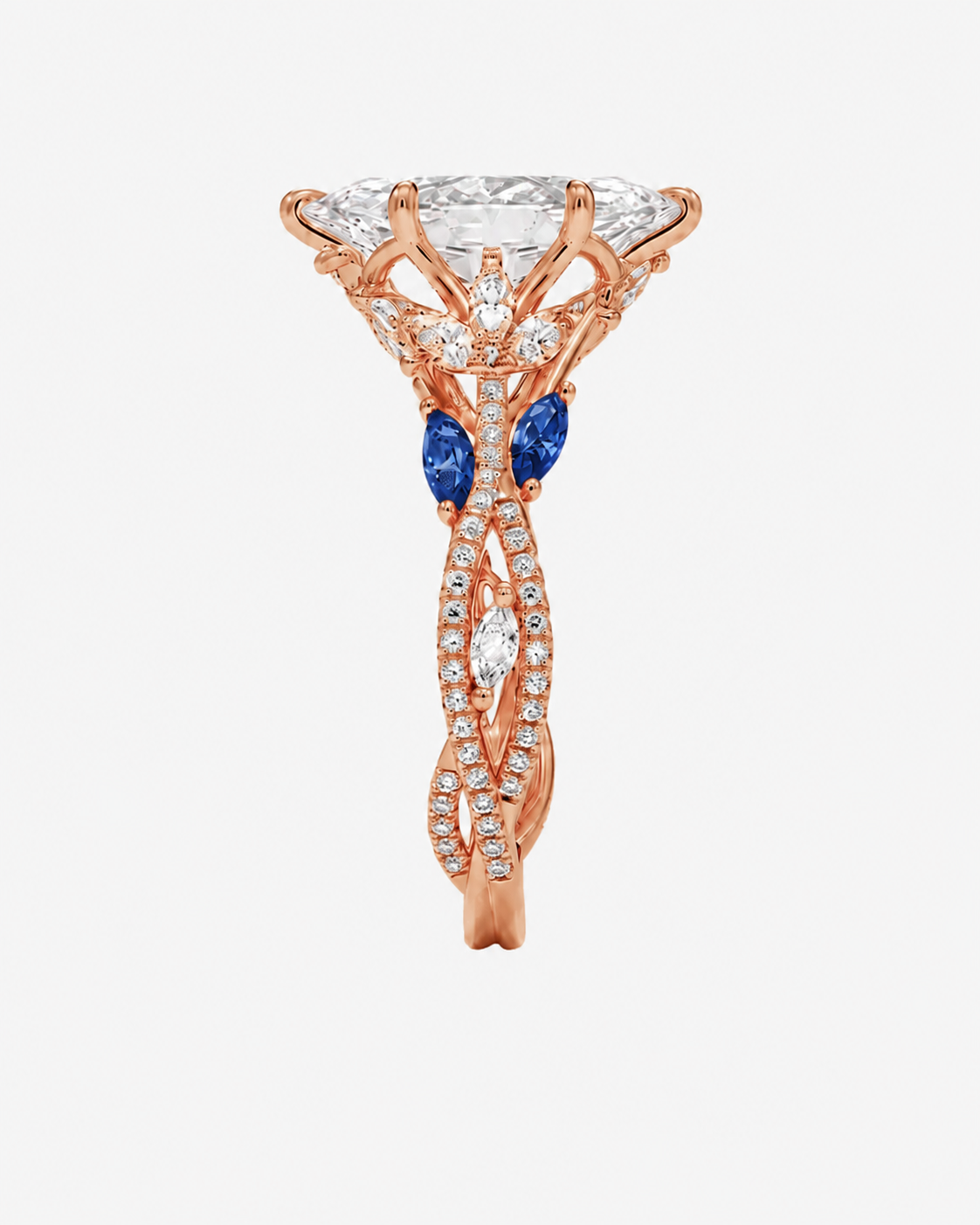 Florence Adorned 4.5 Carat Marquise Cut Solitaire Lab Grown Diamond Ring in 10K White Gold - View 15