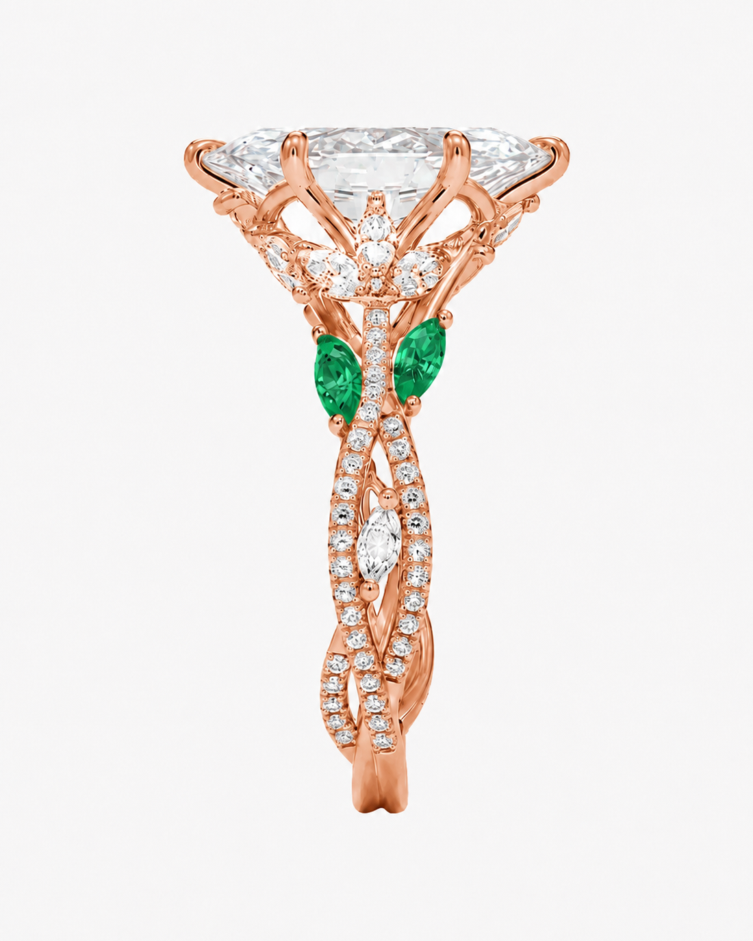 Florence Adorned 2 Carat Marquise Cut Solitaire Lab Grown Diamond Ring in 10K Yellow Gold - View 22