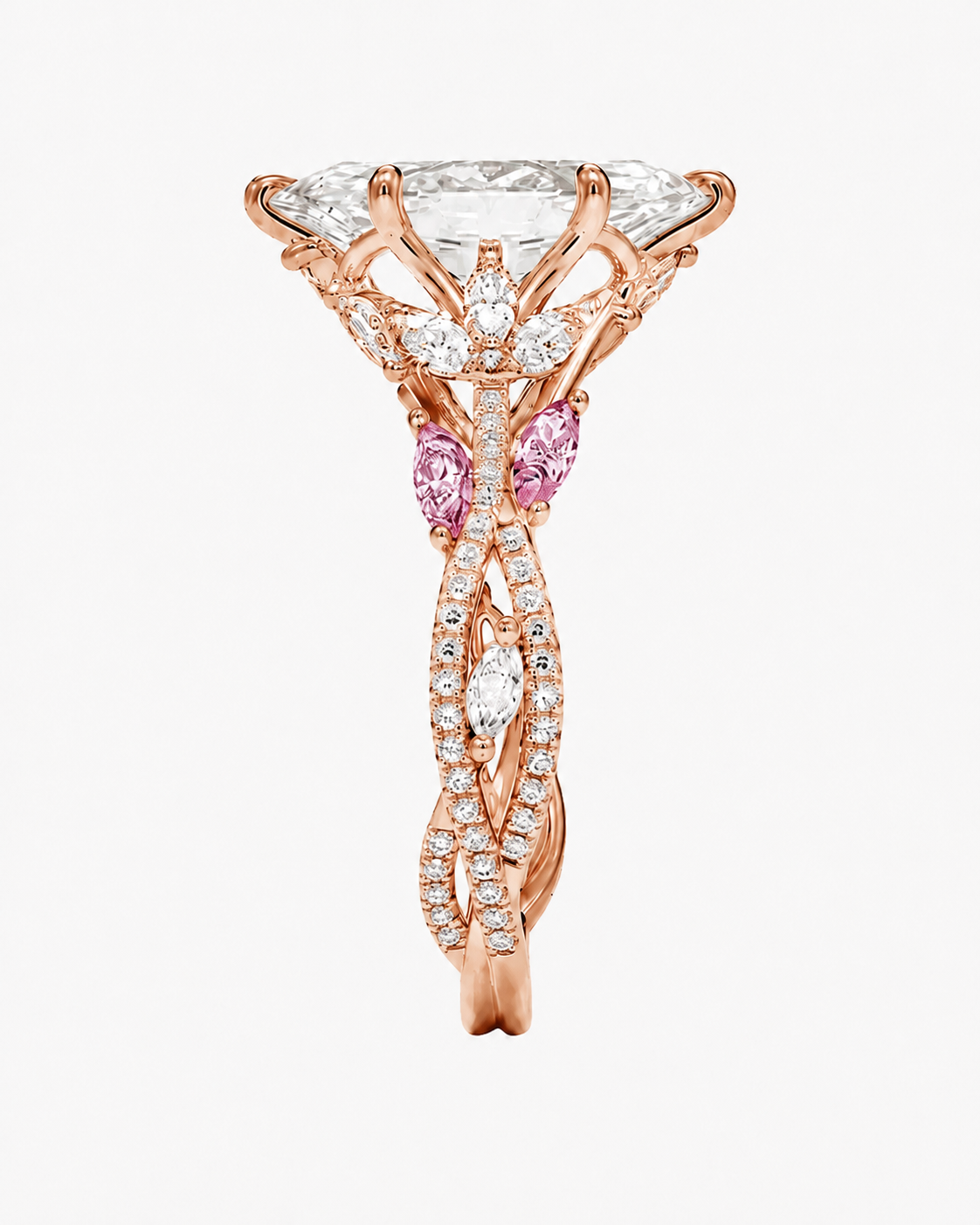 Florence Adorned 3 Carat Marquise Cut Solitaire Lab Grown Diamond Ring in 18K White Gold - View 18