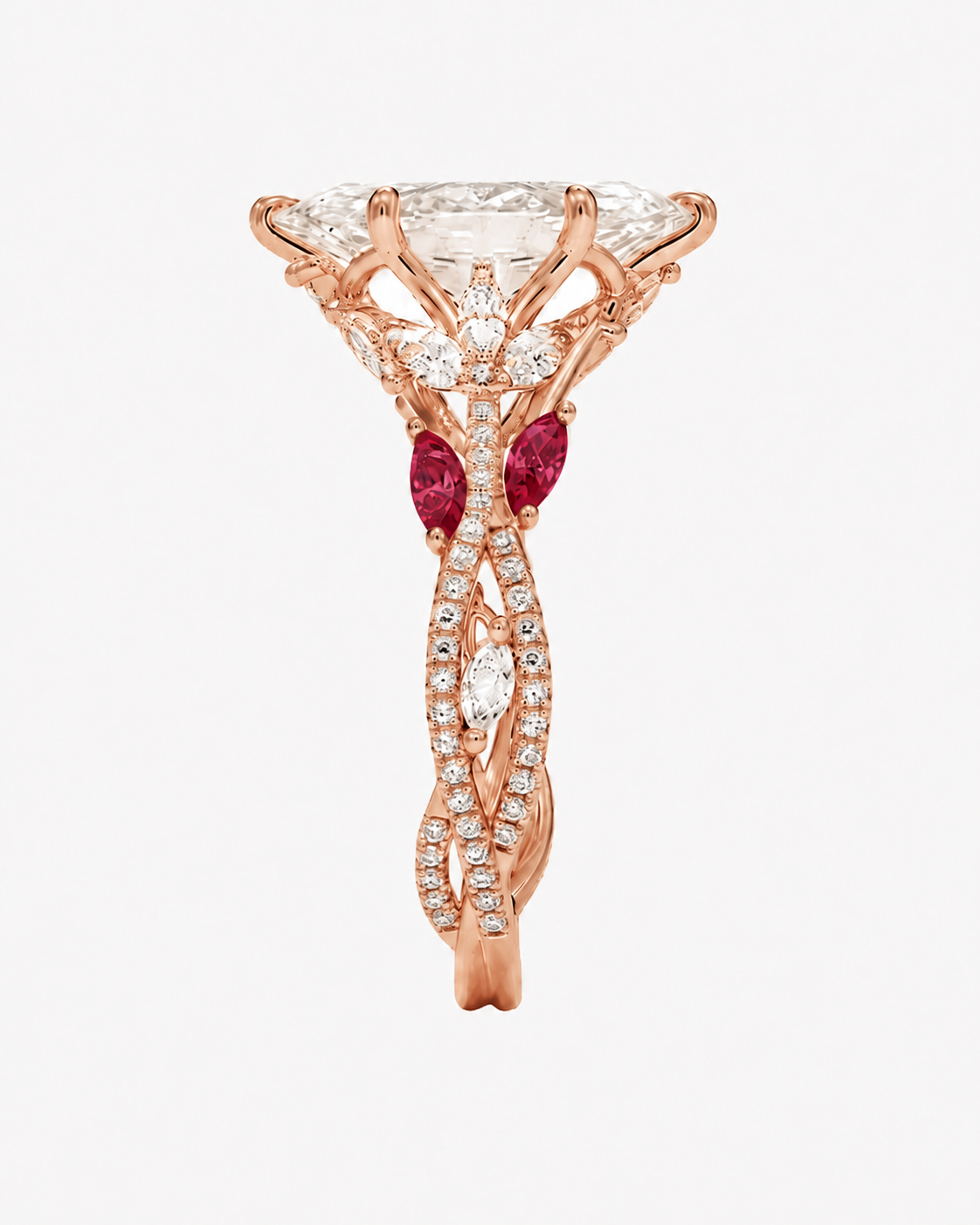Florence Adorned 4 Carat Marquise Cut Solitaire Lab Grown Diamond Ring in 14K Yellow Gold - View 21