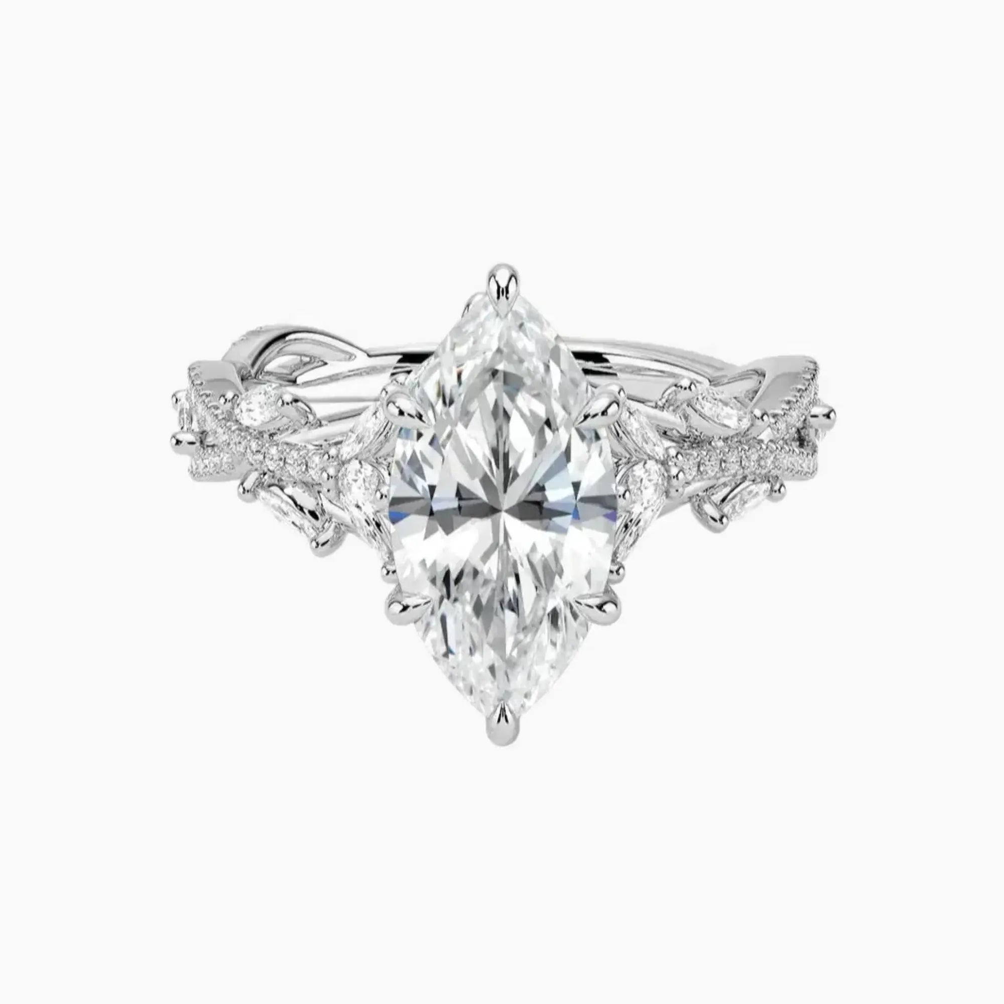 Florence Adorned 4 Carat Marquise Cut Solitaire Lab Grown Diamond Ring in 14K Yellow Gold - View 9