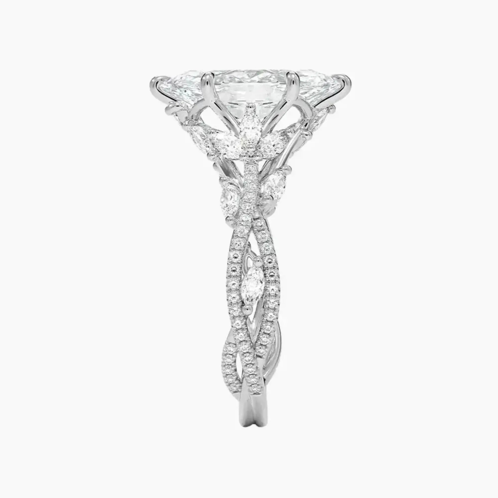 Florence Adorned 4 Carat Marquise Cut Solitaire Lab Grown Diamond Ring in 14K Yellow Gold - View 11