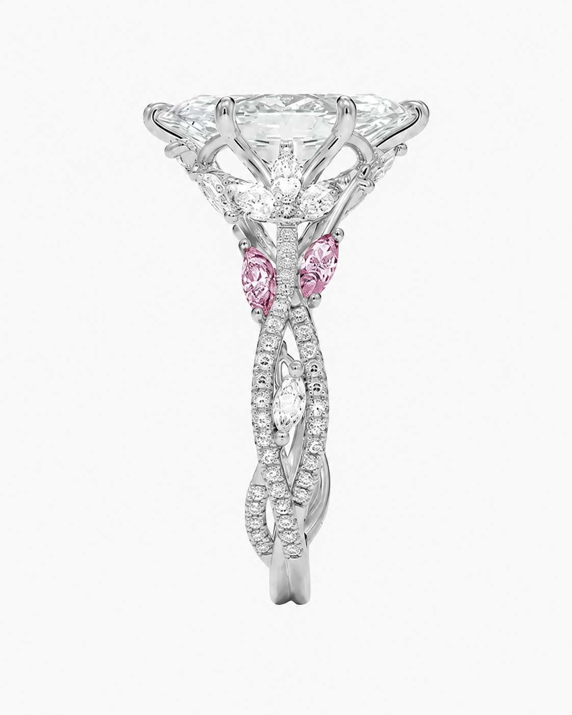 Florence Adorned 2.5 Carat Marquise Cut Solitaire Lab Grown Diamond Ring in Platinum - View 7