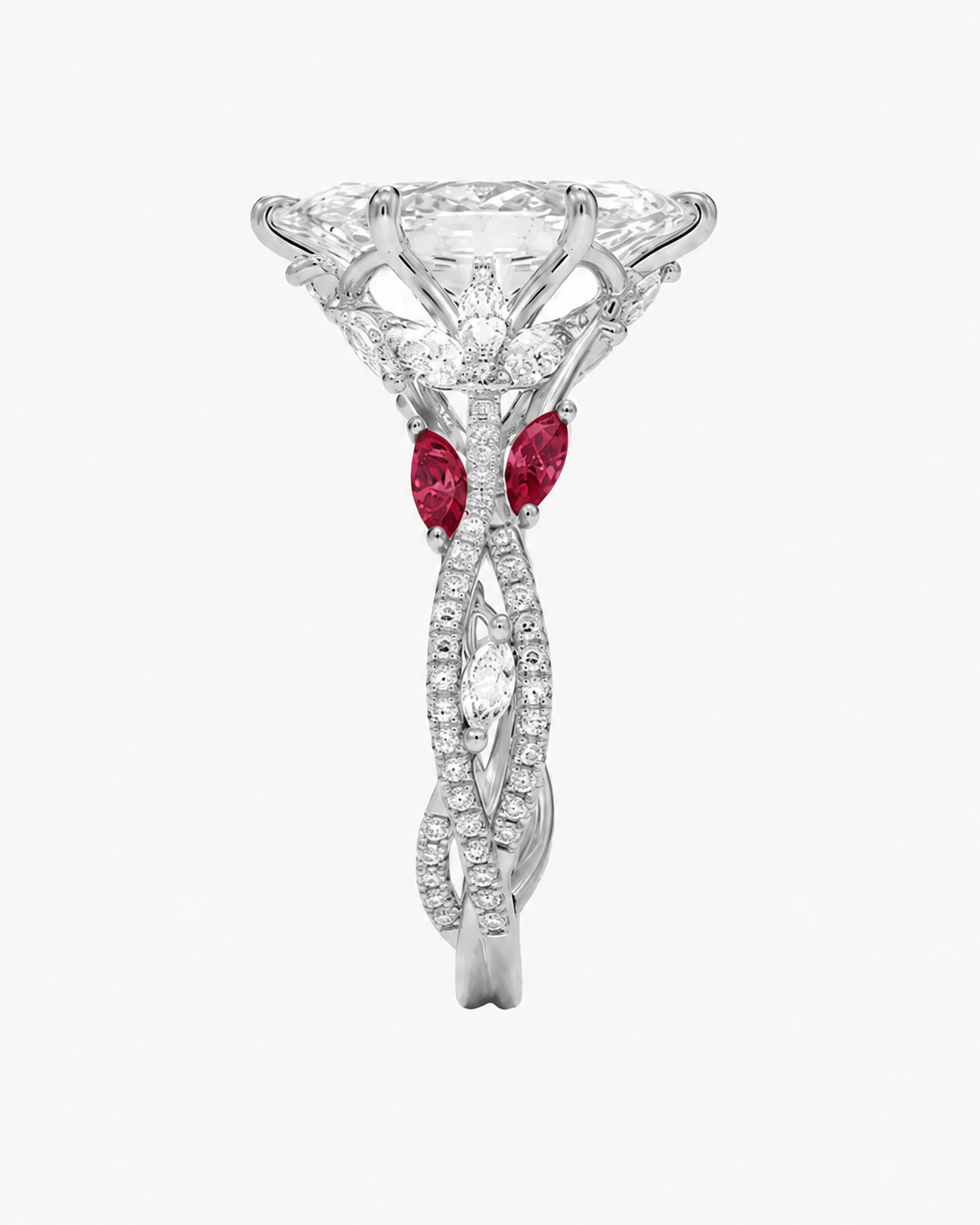 Florence Adorned 5 Carat Marquise Cut Solitaire Lab Grown Diamond Ring in Platinum - View 5