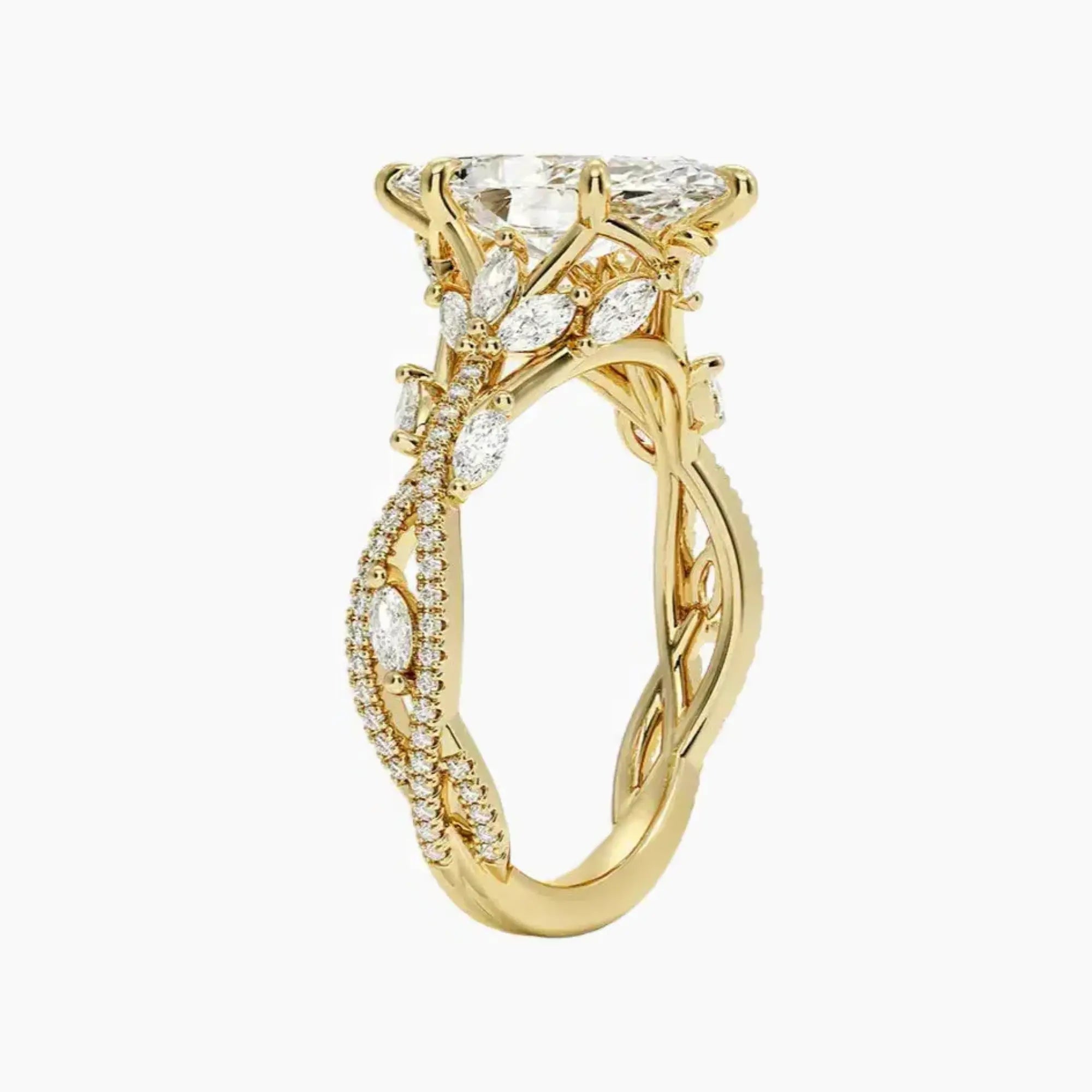 Florence Adorned 4.5 Carat Marquise Cut Solitaire Lab Grown Diamond Ring in 10K White Gold - View 13