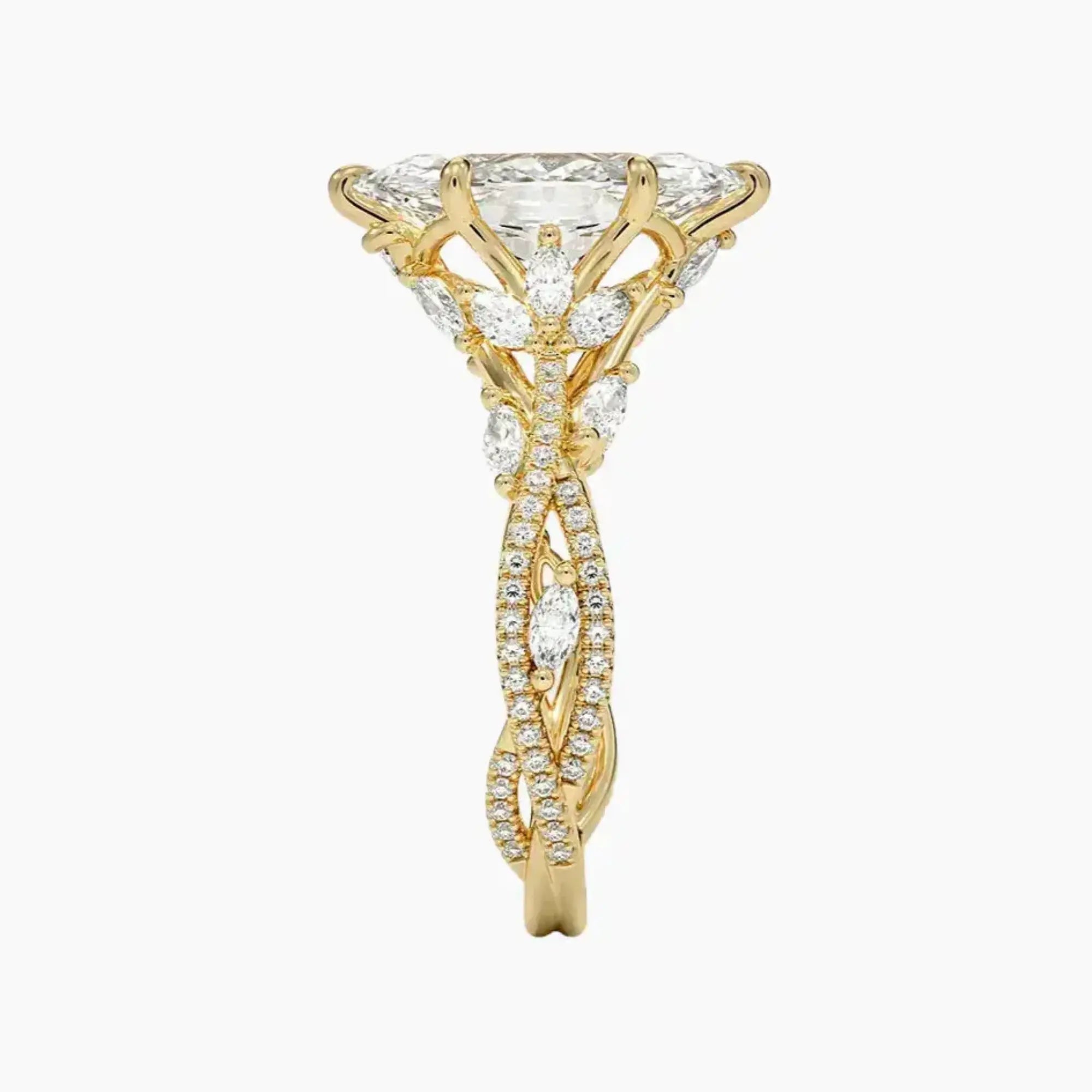 Florence Adorned 4.5 Carat Marquise Cut Solitaire Lab Grown Diamond Ring in 14K White Gold - View 14
