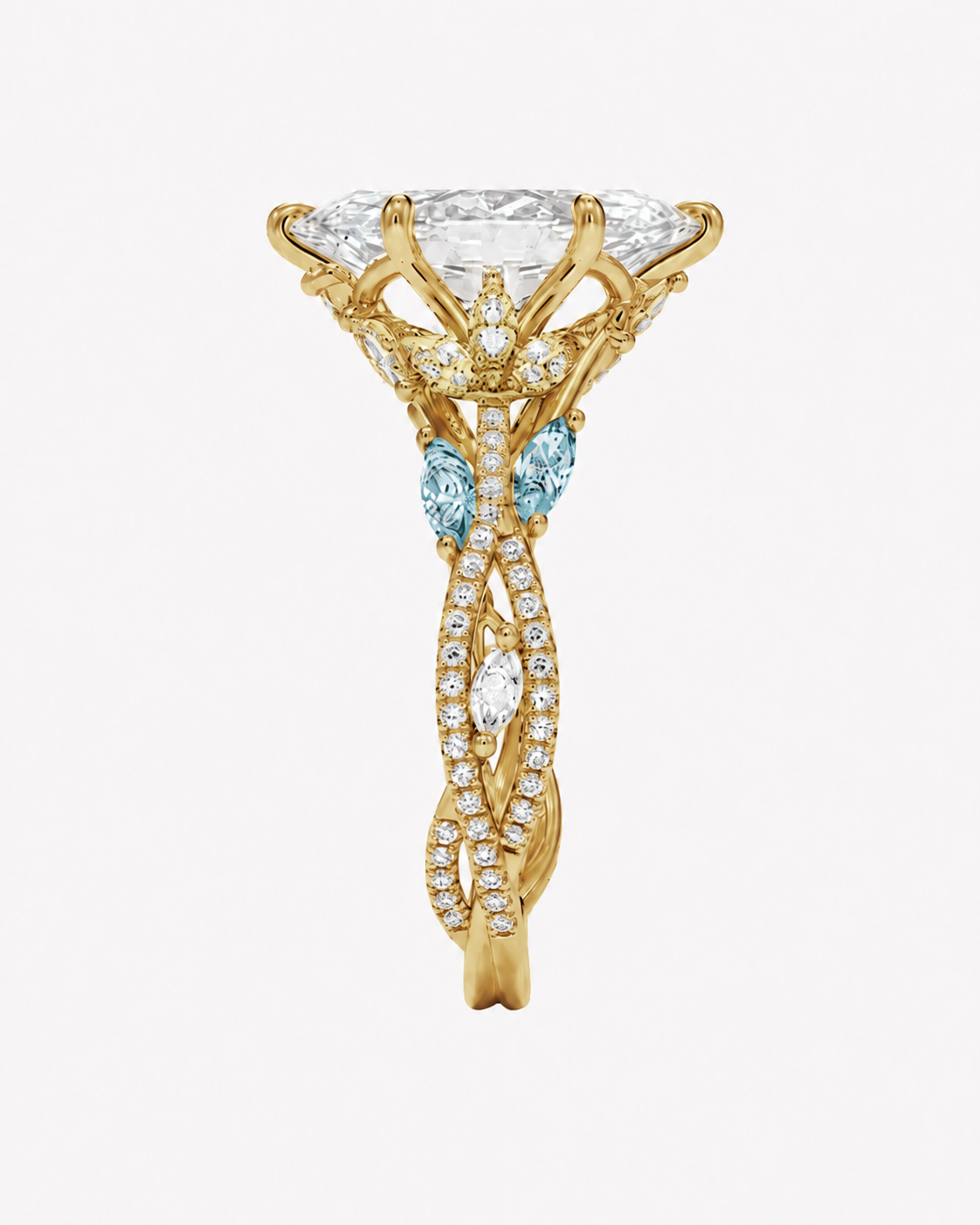 Florence Adorned 4 Carat Marquise Cut Solitaire Lab Grown Diamond Ring in Platinum - View 24