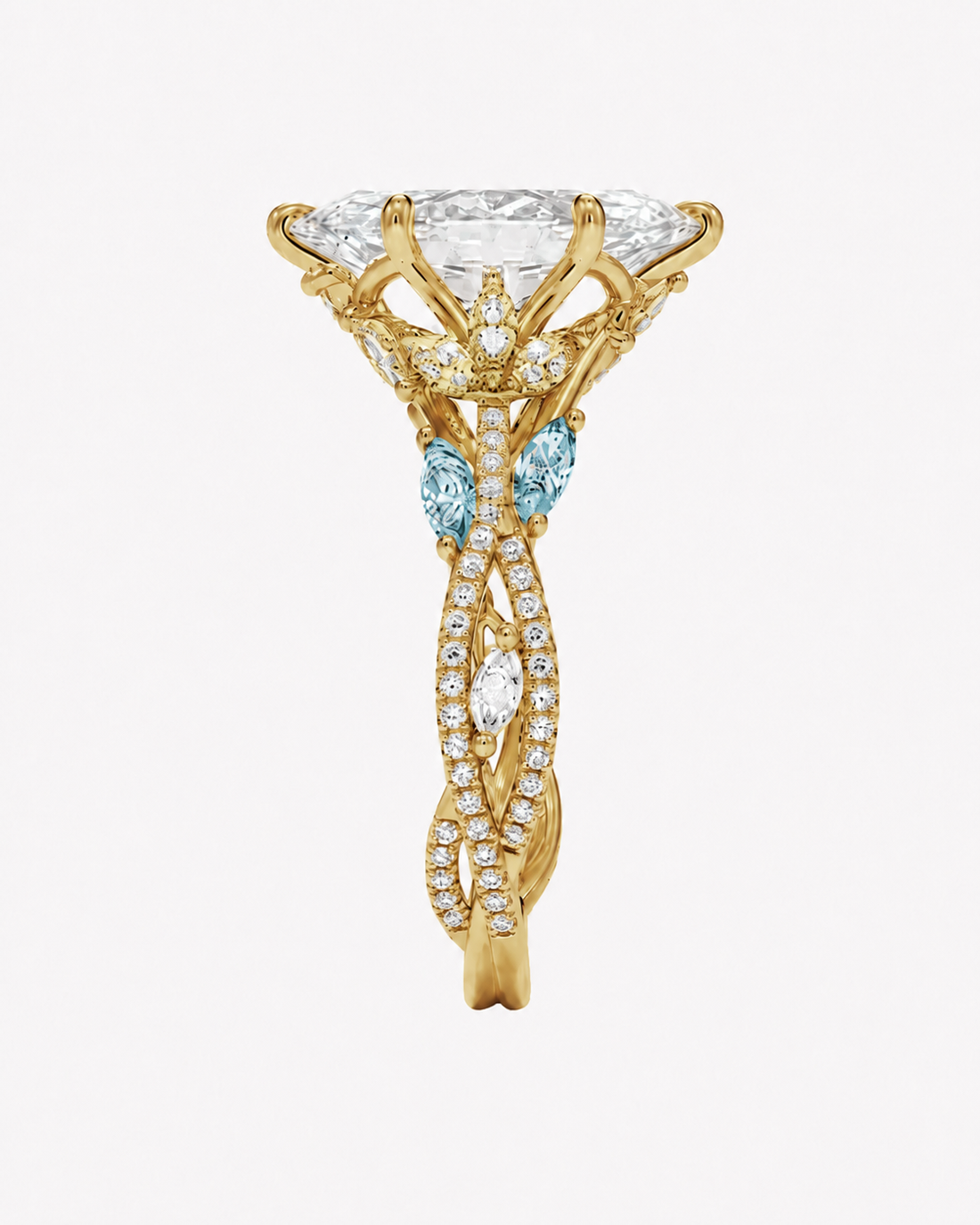 Florence Adorned 4.5 Carat Marquise Cut Solitaire Lab Grown Diamond Ring in 18K White Gold - View 24