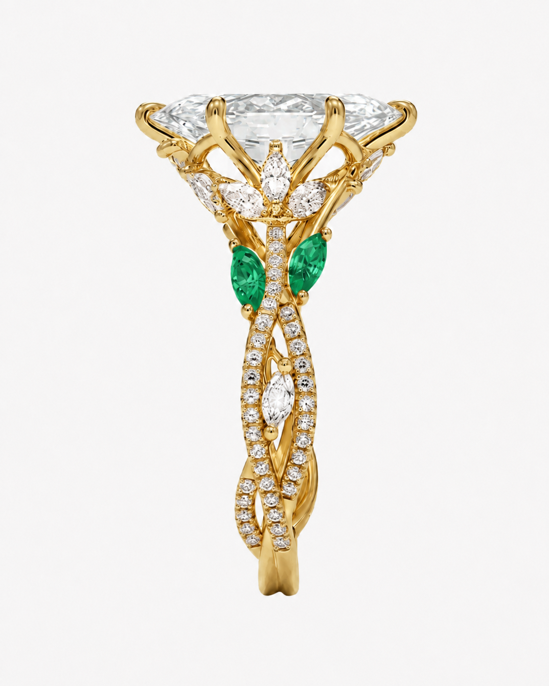 Florence Adorned 4 Carat Marquise Cut Solitaire Lab Grown Diamond Ring in 18K White Gold - View 22